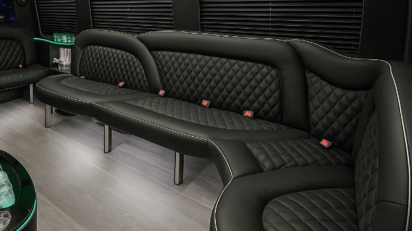 Interior of West Haven Party Bus Company's 14 Passenger Sprinter Limousine in West Haven