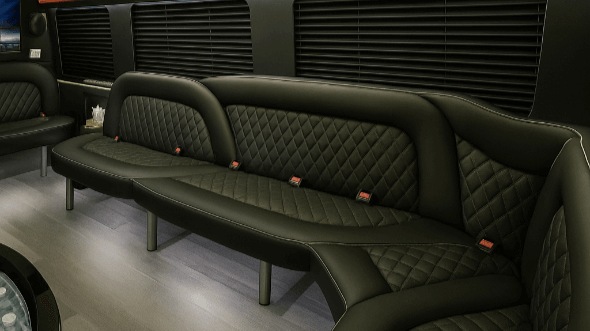 Interior of West Hartford Party Bus Company's 15 Passenger Party Bus in West Hartford