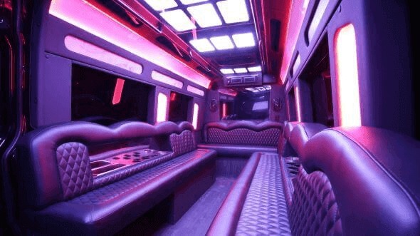 Interior of West Haven Party Bus Company's 15 Passenger Party Bus in West Haven