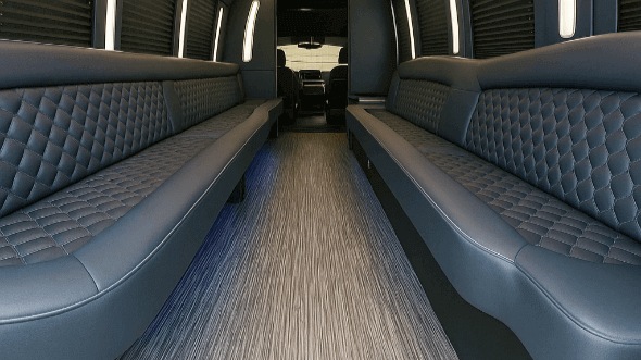 Interior of Milford Party Bus Company's 20 Passenger Party Bus in Milford