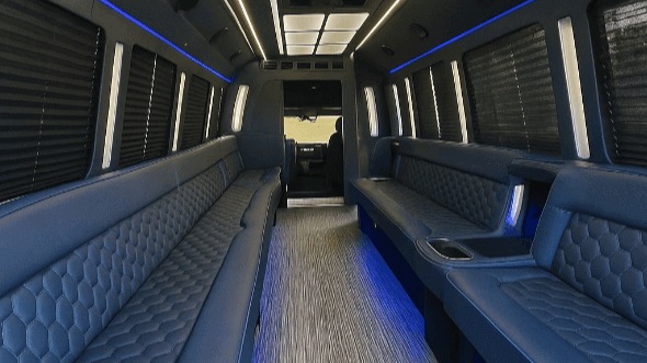 Interior of Hartford Party Bus Company's 25 Passenger Party Bus in Hartford