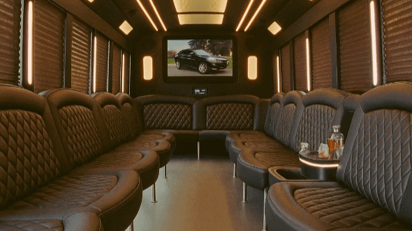 Interior of Milford Party Bus Company's 25 Passenger Party Bus in Milford