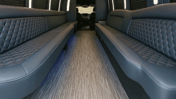 Interior of Manchester Party Bus Company's 28 Passenger Party Bus in Manchester