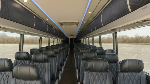 Interior of Connecticut Party Bus Company's 46 Passenger Charter Bus in Connecticut
