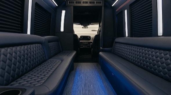 Interior of Connecticut Party Bus Company's 50 Passenger Party Bus in Connecticut