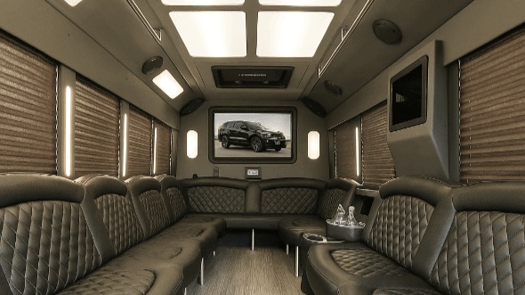 Interior of New Haven Party Bus Company's 50 Passenger Party Bus in New Haven