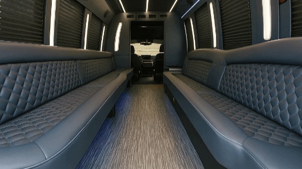 Interior of Stratford Party Bus Company's 50 Passenger Party Bus in Stratford