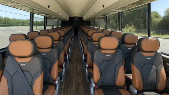 Interior of Connecticut Party Bus Company's ADA Charter Bus in Connecticut